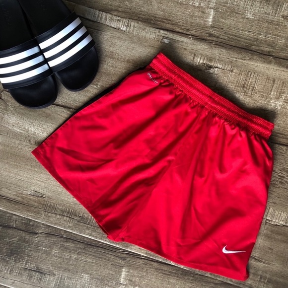 Nike Red Black Stripe Dri Fit Girls Soccer Shorts